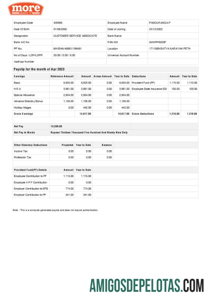 Para download Modelo de recibo de pagamento de primeira mercearia com mais qualidade em formatos Word e PDF.pdf, 1
